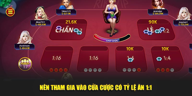 Nên tham gia vào cửa cược có tỷ lệ ăn 1:1 Nên tham gia vào cửa cược có tỷ lệ ăn 1:1